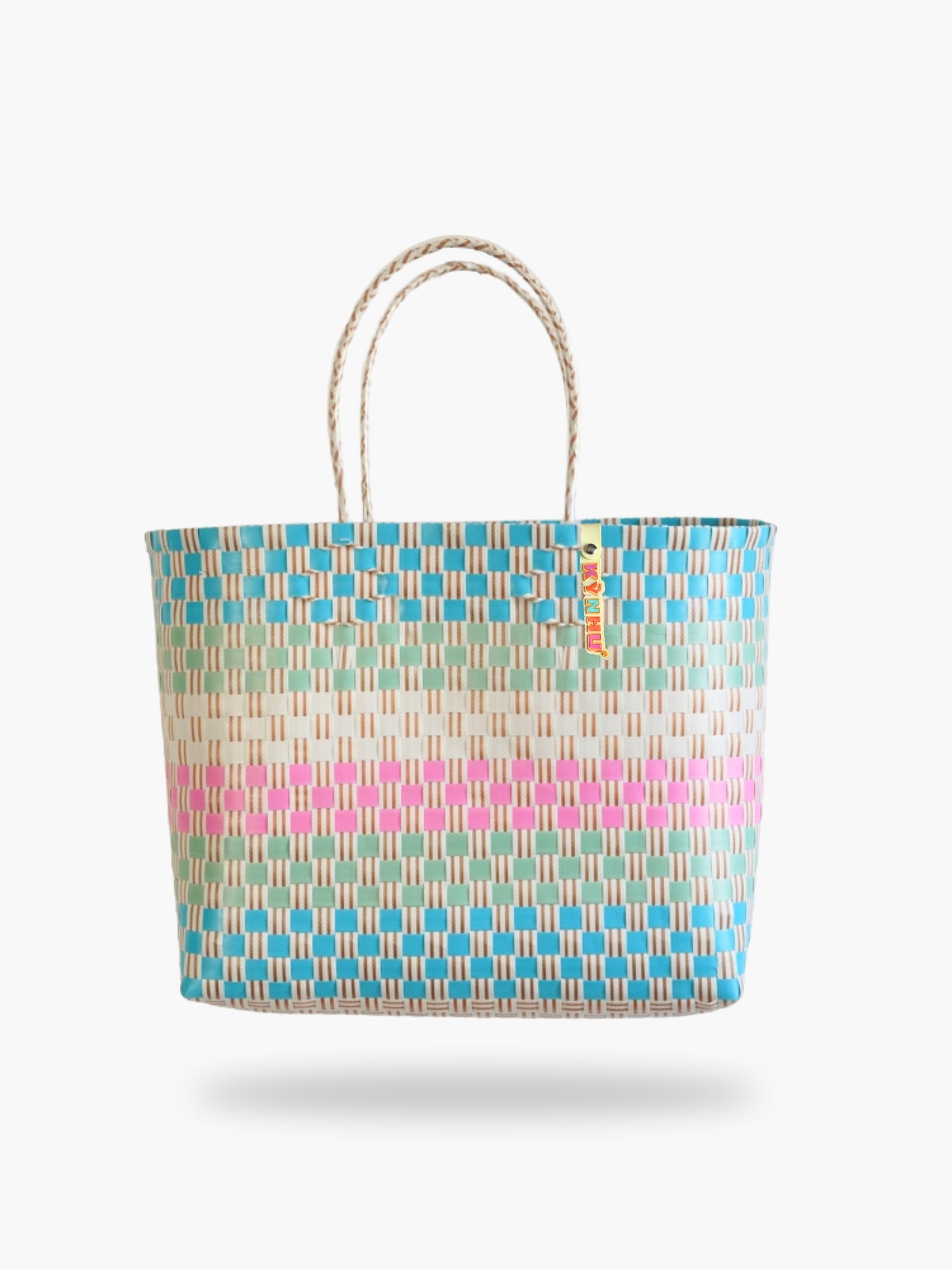 Panier Bubblegum Maxi – Panier sac grand format, tressé artisanalement au Vietnam, grandes anses confortables.