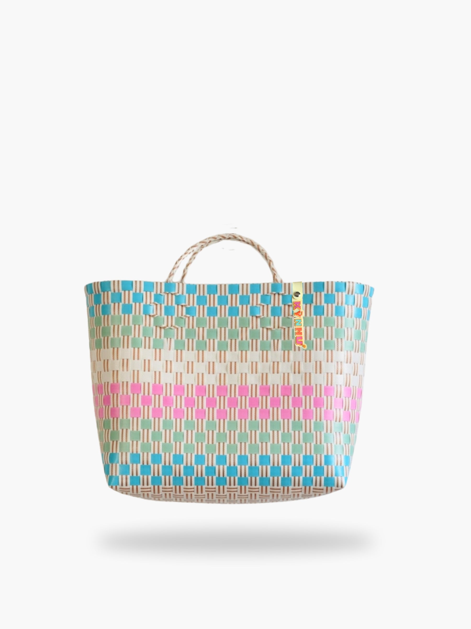 Panier Bubblegum Midi – Panier tressé à la main au Vietnam, teintes colorées et pétillantes.