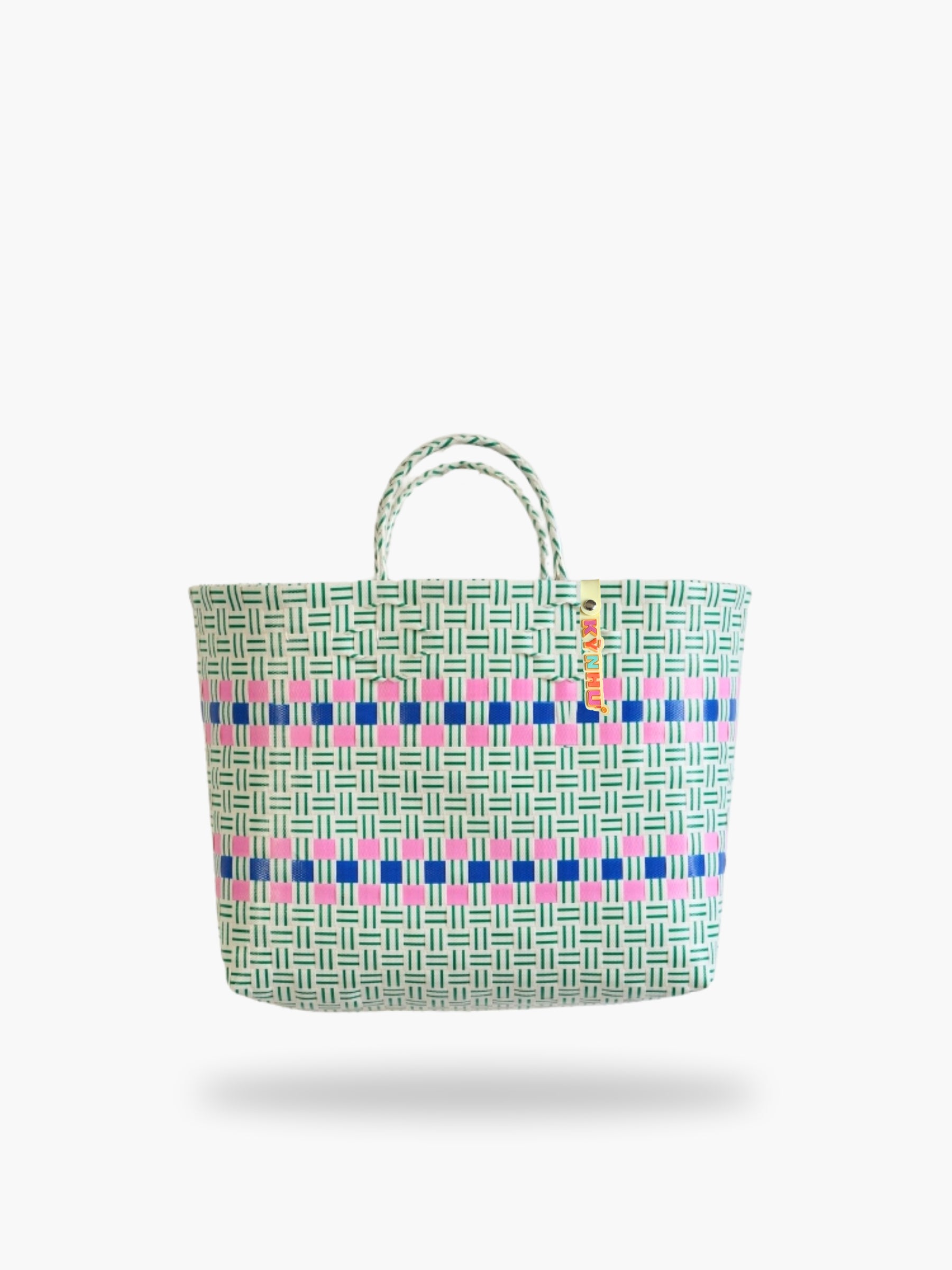 Panier Lime Midi – Panier artisanal tressé à la main au Vietnam, spacieux et coloré.