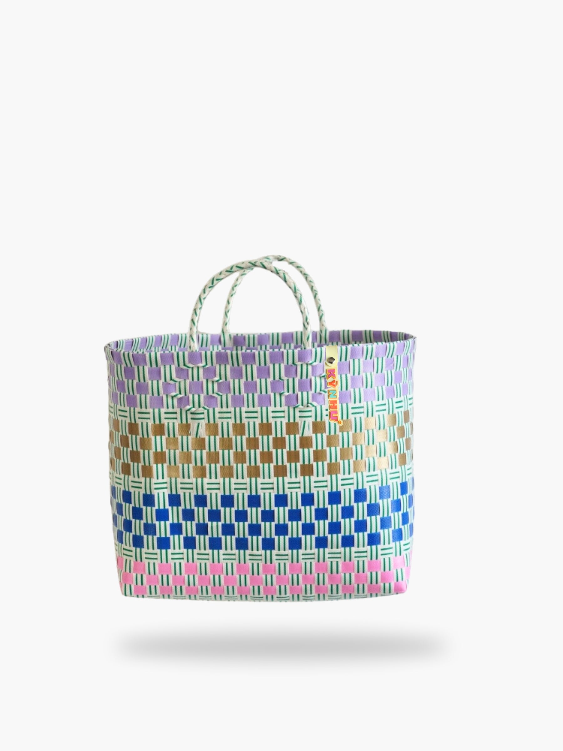 Panier Patchwork Midi – Panier tressé à la main au Vietnam, avec motifs colorés et arty.