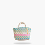 Panier Bubblegum Mini – Petit panier cabas tressé artisanal, aux couleurs vives, fabriqué au Vietnam.