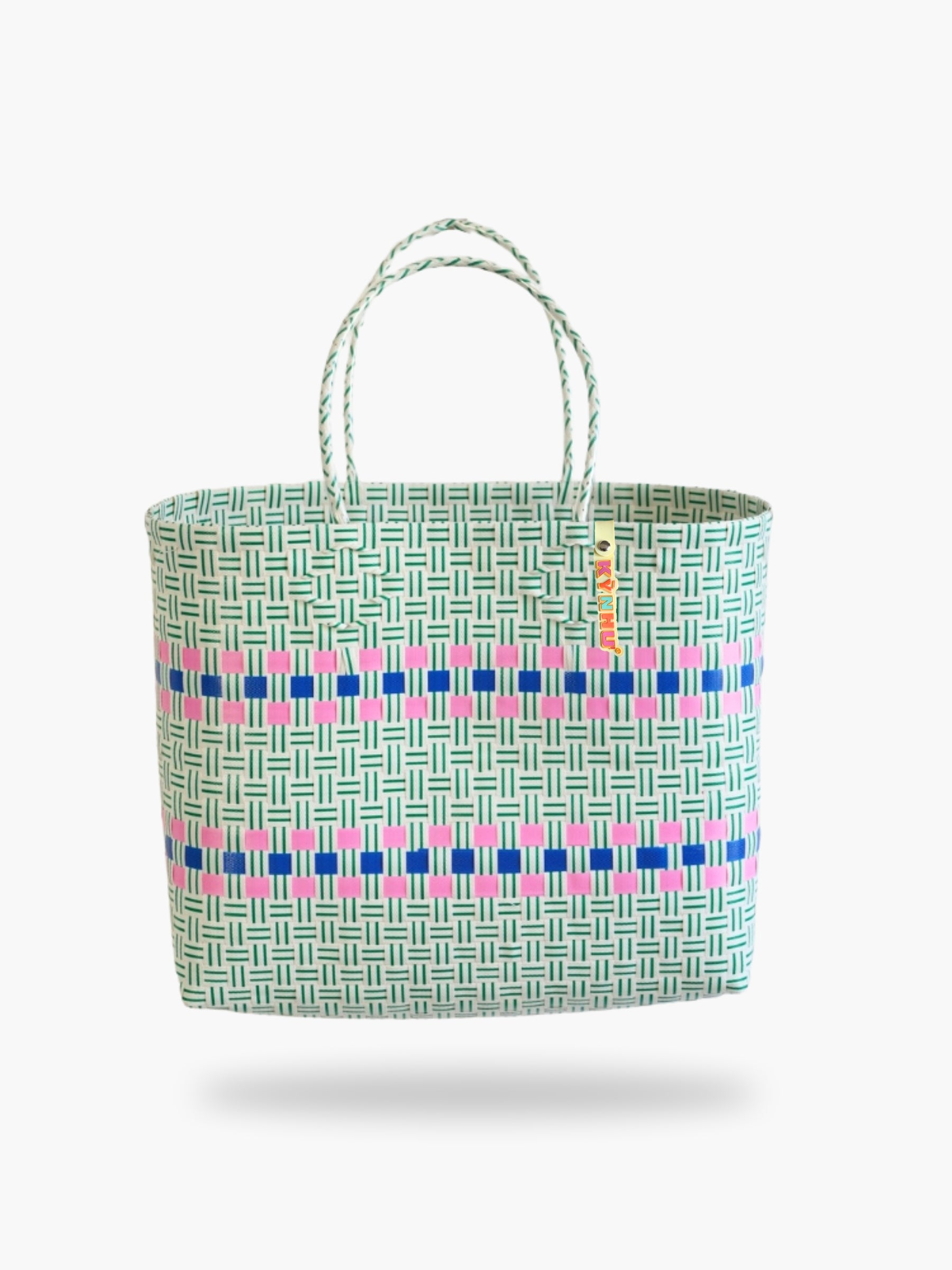 Panier Lime Maxi – Panier tressé grand format avec grandes anses, fait main au Vietnam.