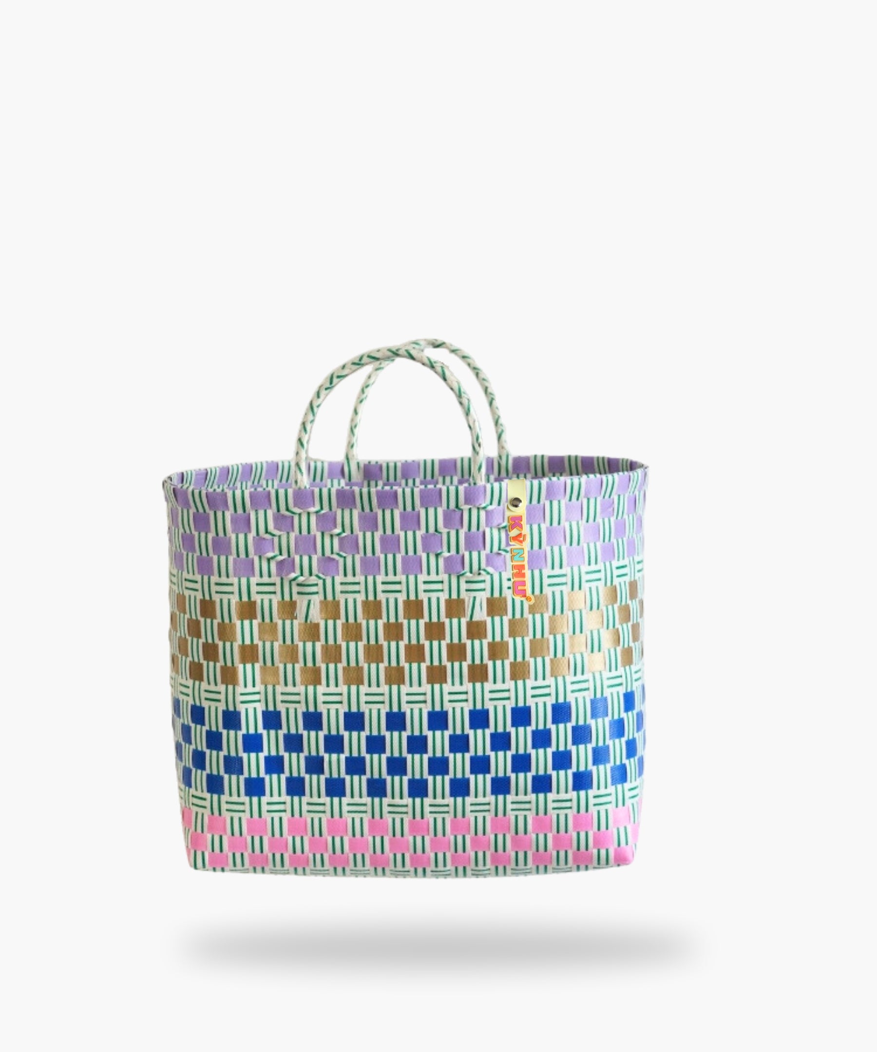 Panier Patchwork Midi – Panier tressé à la main au Vietnam, avec motifs colorés et arty.